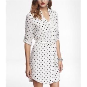 Express shirt dress size small withe with black dots